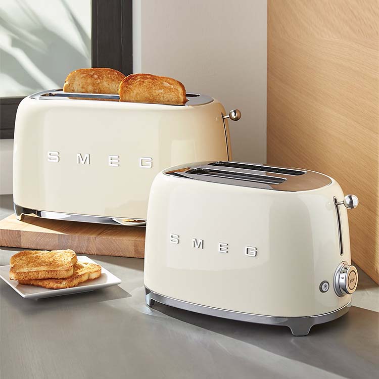 SMEG斯麦格 TSF02四片式烤面包机家用早餐吐司机双烘烤红色多士炉