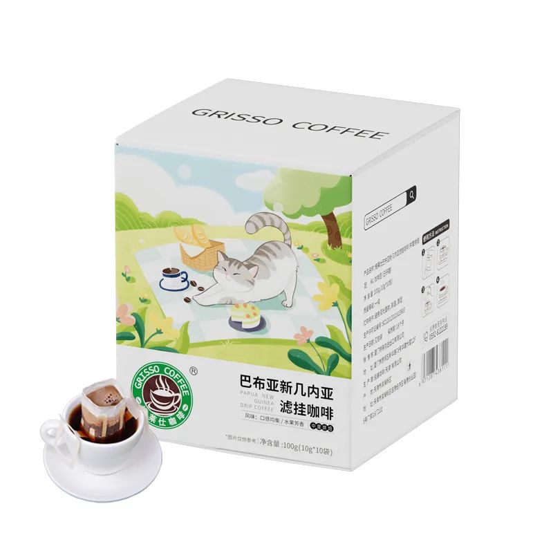 格莱仕挂耳咖啡猫咪系列巴布新几内亚手冲挂耳黑咖啡粉 10杯/盒