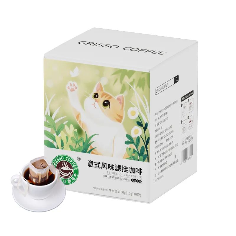 格莱仕挂耳咖啡猫咪系列意式手冲挂耳黑咖啡粉 10杯/盒